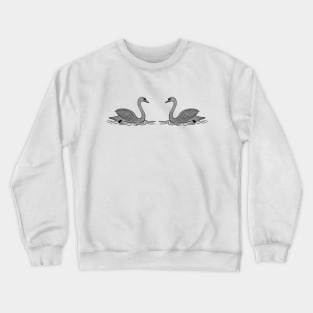 Swans in Love - black and white water bird drawing - on white Crewneck Sweatshirt